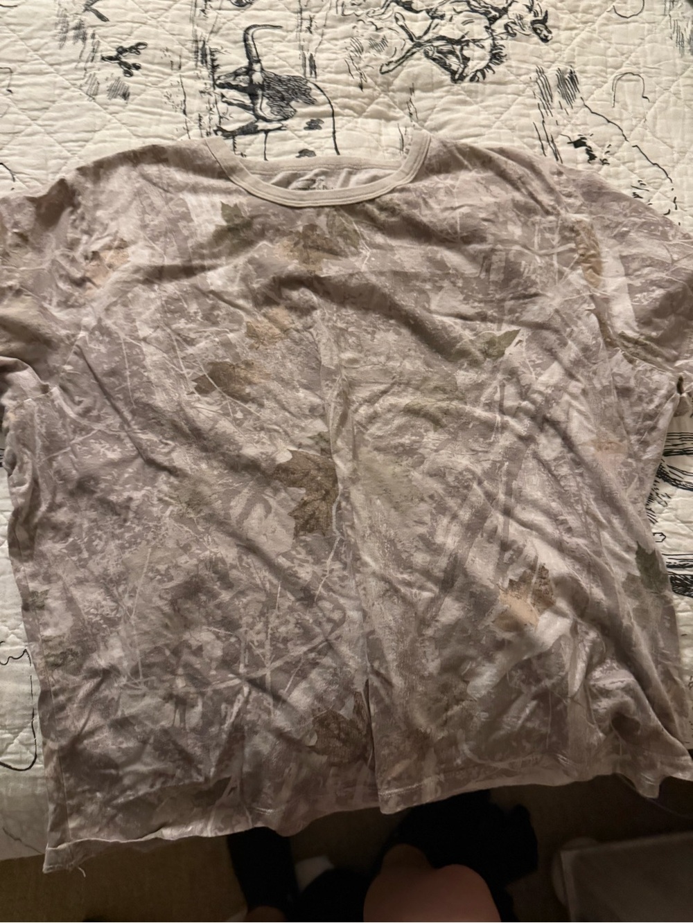 Abercrombie & Fitch Cream and Brown camo Skimming Tee
